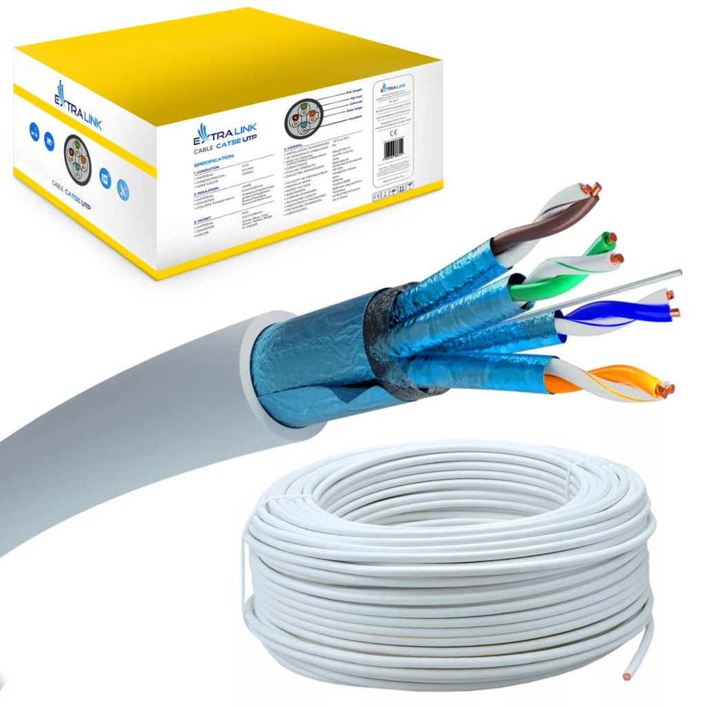 Extralink CAT6a FTP (F/FTP) V2 beltéri kábel, sodrott érpár, 500 m