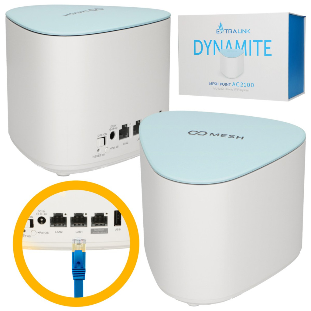 Extralink Dynamite C21, Mesh point, AC2100, MU-MIMO, otthoni WiFi mesh rendszer