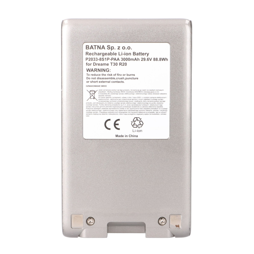 Dreametech (Dreame) T30 / R20 akkumulátor 21,6 V 3000 mAh – csere akkumulátor nagy kapacitással Dreametech vezeték nélküli porszívókhoz