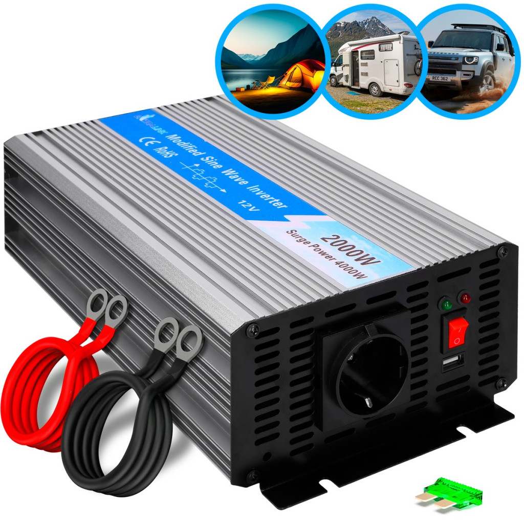 Extralink OPIM-2000W, autós feszültségátalakító, 12V, 2000W, módosított szinusz