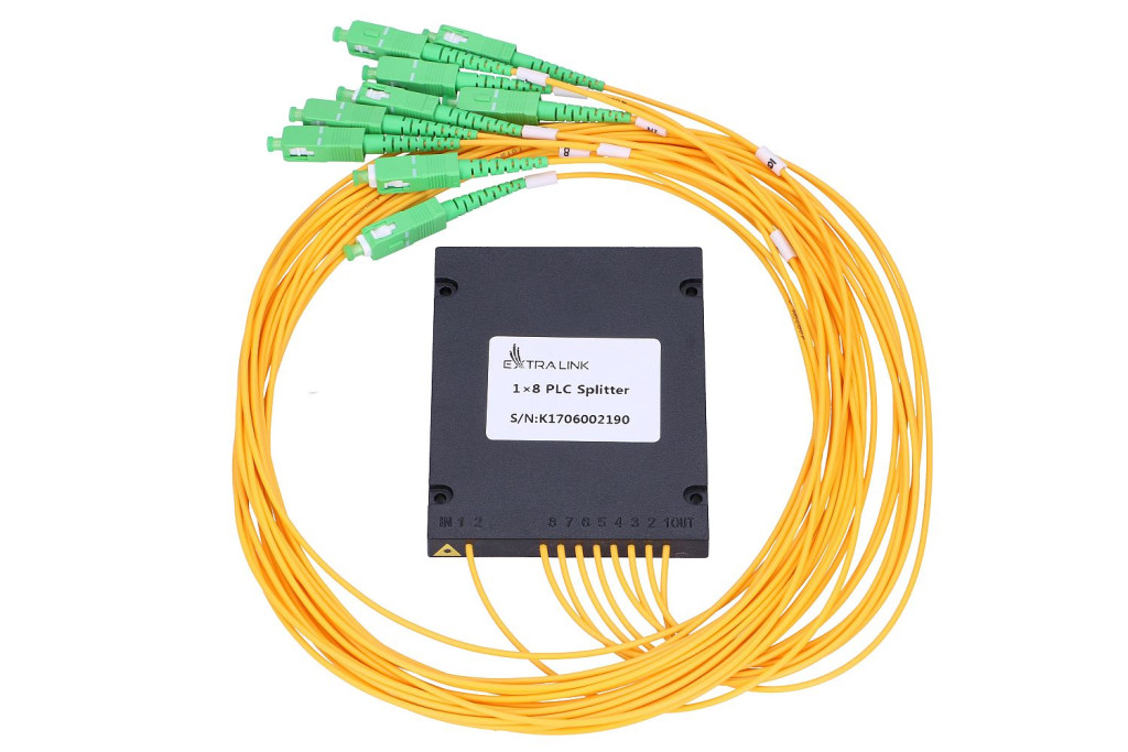 Extralink 1:8 PLC SC/APC splitter, 2,0 mm, 1,5 m, G657A, ABS modul.